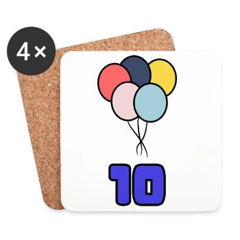 10. 10 YEARS. 10th ANNIVERSARY. 10 YEAR ANNIVERSARY. - Coasters (set of 4) - white - Front