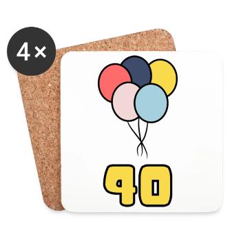 40. 40 ANS. 40e ANNIVERSAIRE. ANNIVERSAIRE 40 ANS. - Dessous de verre (lot de 4) - blanc - Devant