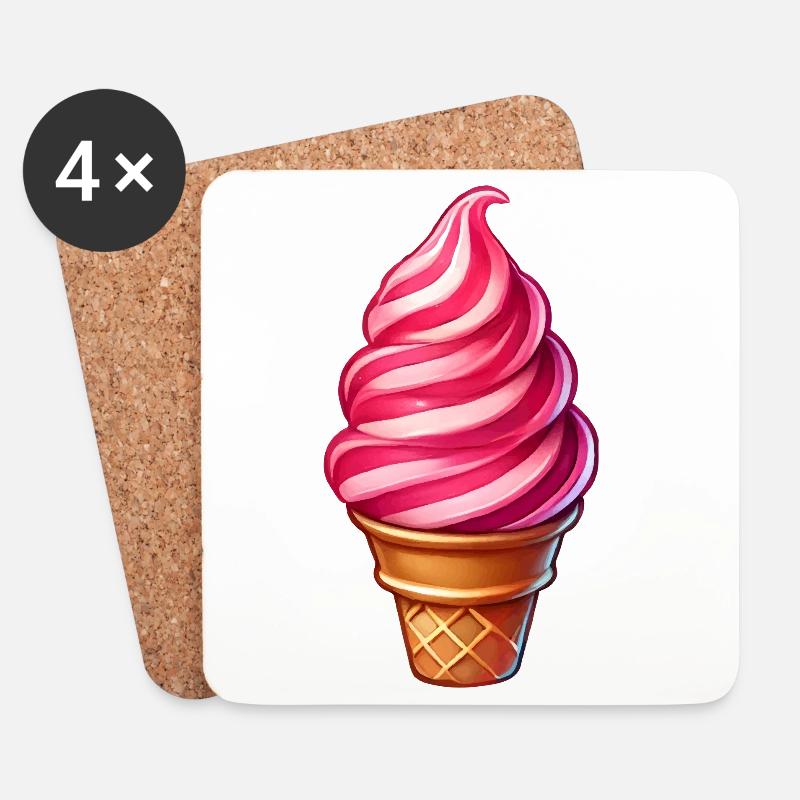 Zuckerstangen Eis-Motiv in einem süßen Eisbecher - Untersetzer (4er-Set) - Weiß