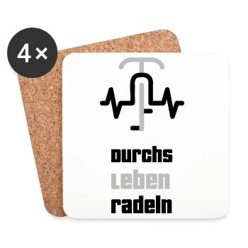 Durchs Leben Radeln - Untersetzer (4er-Set) - Weiß - Vorne