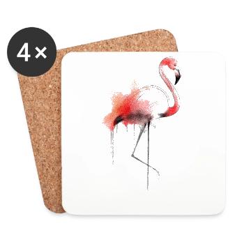 Flamingo Aquarell - Untersetzer (4er-Set) - Weiß - Vorne
