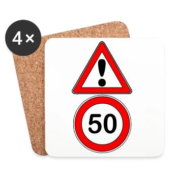 50.Geburtstag , 50 Jahre , Achtung 50 (25) - Untersetzer (4er-Set) - Weiß - Vorne