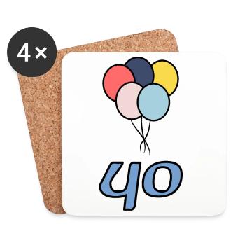 40. 40 ANS. 40e ANNIVERSAIRE. ANNIVERSAIRE 40 ANS. - Dessous de verre (lot de 4) - blanc - Devant