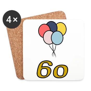 60. 60 YEARS. 60th ANNIVERSARY. 60TH BIRTHDAY. - Coasters (set of 4) - white - Front
