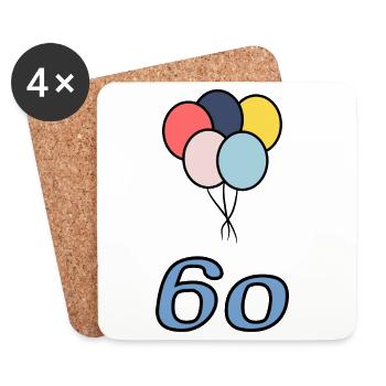 60. 60 JAHRE. 60-JÄHRIGES JUBILÄUM. 60. GEBURTSTAG. - Untersetzer (4er-Set) - Weiß - Vorne