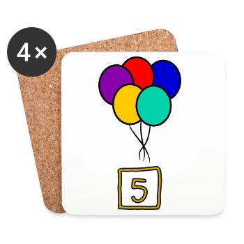 5. 5 YEARS. 5th ANNIVERSARY. 5 YEAR ANNIVERSARY - Coasters (set of 4) - white - Front