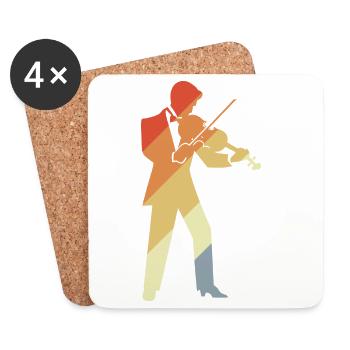 Retro Violinenspieler Grafik - Untersetzer (4er-Set) - Weiß - Vorne