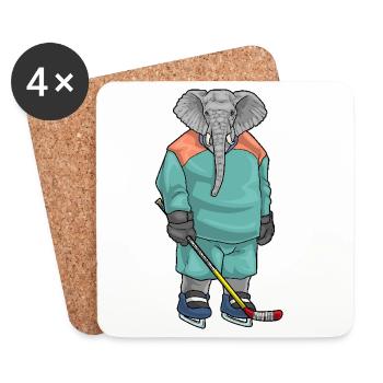 Bâton de hockey sur glace Elephant - Dessous de verre (lot de 4) - blanc - Devant