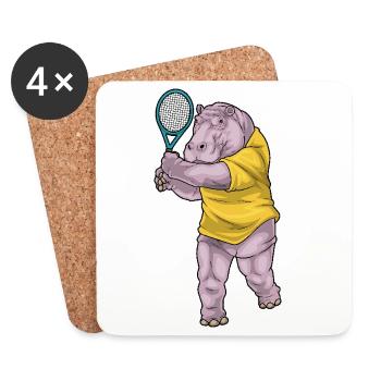 Raquettes de tennis Hippopotamus - Dessous de verre (lot de 4) - blanc - Devant