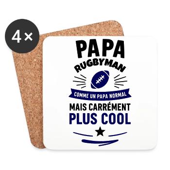 Papa rugbyman – plus cool qu’un papa normal - Dessous de verre (lot de 4) - blanc - Devant