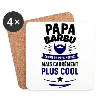 Papa barbu – plus cool qu’un papa normal - Dessous de verre (lot de 4) - blanc - Devant