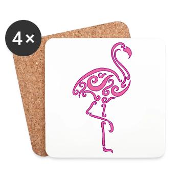 Un oiseau rose - Dessous de verre (lot de 4) - blanc - Devant