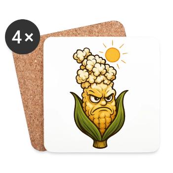 Witziger Maiskolben Popcorn Hitze Lustig Quirky - Untersetzer (4er-Set) - Weiß - Vorne