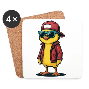 Streetstyle-Küken - Untersetzer (4er-Set) - Weiß - Vorne
