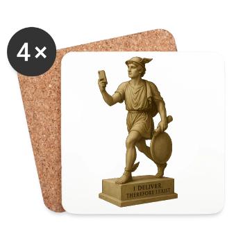 Antike Philosophenfigur mit Smartphone - Untersetzer (4er-Set) - Weiß - Vorne