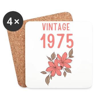Design Vintage 1975 floral pastel - Dessous de verre (lot de 4) - blanc - Devant