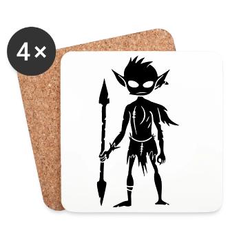 Goblin Orc Figurine - Coasters (set of 4) - white - Front