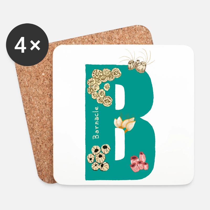 Buchstabe B mit natürlichen Elementen Blau Grün - Untersetzer (4er-Set) - Weiß