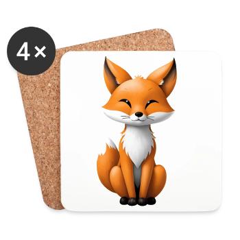 Cute Fox Illustration - Coasters (set of 4) - white - Front