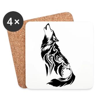 Nordic Wolf Tribal Tattoo - Coasters (set of 4) - white - Front