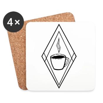 Coffee Mug with Minimalist Graphics - Coasters (set of 4) - white - Front