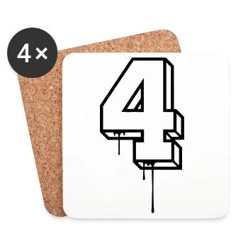 Streetart Nummer 4 Graffiti Design - Untersetzer (4er-Set) - Weiß - Vorne