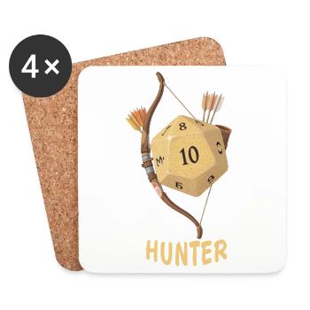 W20 mit Pfeil & Bogen – Hunter Fantasy Dice - Untersetzer (4er-Set) - Weiß - Vorne