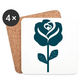 Graphique abstrait rose en sarcelle - Dessous de verre (lot de 4) - blanc - Devant