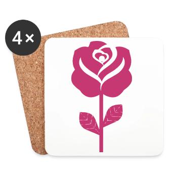 Abstract Pink Rose Illustration - Coasters (set of 4) - white - Front