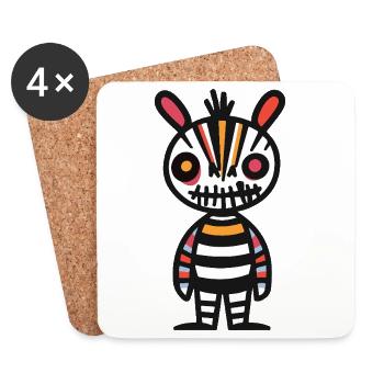 Zèbre Halloween Bande dessinée Drôle - Dessous de verre (lot de 4) - blanc - Devant