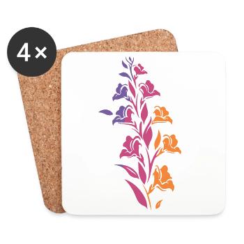 Branche florale colorée - Dessous de verre (lot de 4) - blanc - Devant