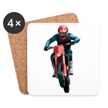 Motocross - Cool Motorcycle Logo - Coasters (set of 4) - white - Front