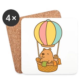 Capybara im Heißluftballon – süß & entspannt 🎈 - Untersetzer (4er-Set) - Weiß - Vorne