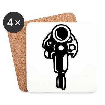 Revolver Silhouette – Wilder Westen Gangster - Untersetzer (4er-Set) - Weiß - Vorne