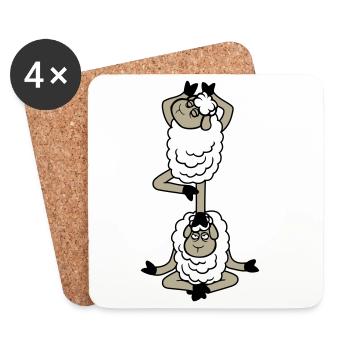 mouton fatigué somnolent yoga équilibre empilé medita - Dessous de verre (lot de 4) - blanc - Devant