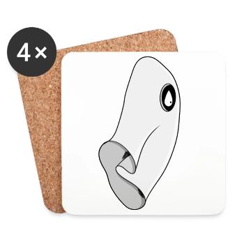 fantôme minimaliste - Dessous de verre (lot de 4) - blanc - Devant