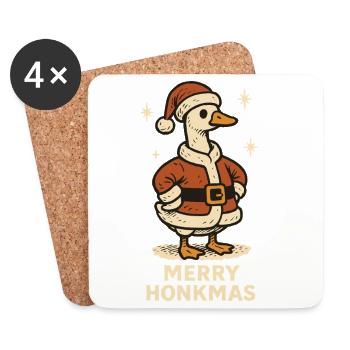 Weihnachtsgans Fröhliche Honkmas Lustige Familie Weihnachten - Untersetzer (4er-Set) - Weiß - Vorne