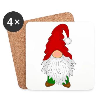Gnome with a beard - Coasters (set of 4) - white - Front