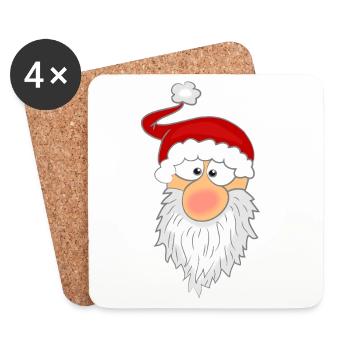 Visage du Père Noël - Dessous de verre (lot de 4) - blanc - Devant