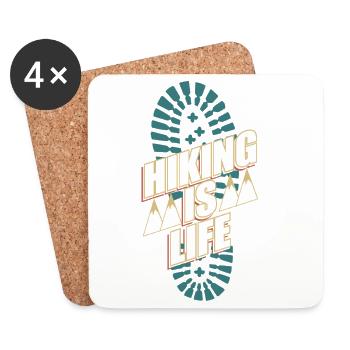 Hiking is Life – Classic Hiking Design - Coasters (set of 4) - white - Front