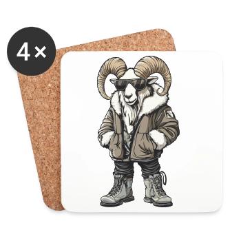 Mountain Goat Cool Winter - Coasters (set of 4) - white - Front