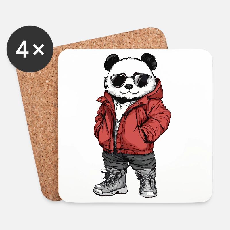 Panda Cool Winter - Untersetzer (4er-Set) - Weiß