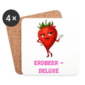 Erdbeere Dame Deluxe Charme Karikatur  - Untersetzer (4er-Set) - Weiß - Vorne