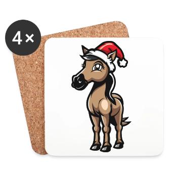 Cheval Noël - Dessous de verre (lot de 4) - blanc - Devant