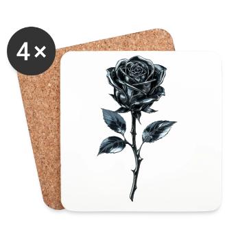 Metallische Blaue Rose - Untersetzer (4er-Set) - Weiß - Vorne