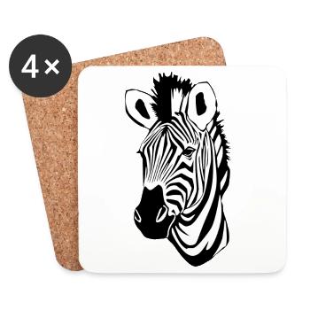 Zebra Zebrakopf T-shirt Geschenk - Untersetzer (4er-Set) - Weiß - Vorne