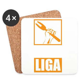 Grill Liga / Lustiges BBQ Design, Grillen - Untersetzer (4er-Set) - Weiß - Vorne