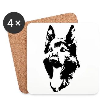 Deutscher Schäferhund Kopf - Untersetzer (4er-Set) - Weiß - Vorne