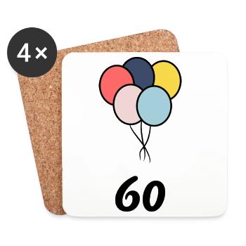 60. 60 JAHRE. 60-JÄHRIGES JUBILÄUM. 60. GEBURTSTAG. - Untersetzer (4er-Set) - Weiß - Vorne