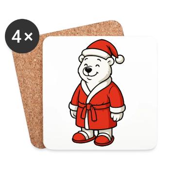 Winter bear in Santa outfit - Coasters (set of 4) - white - Front